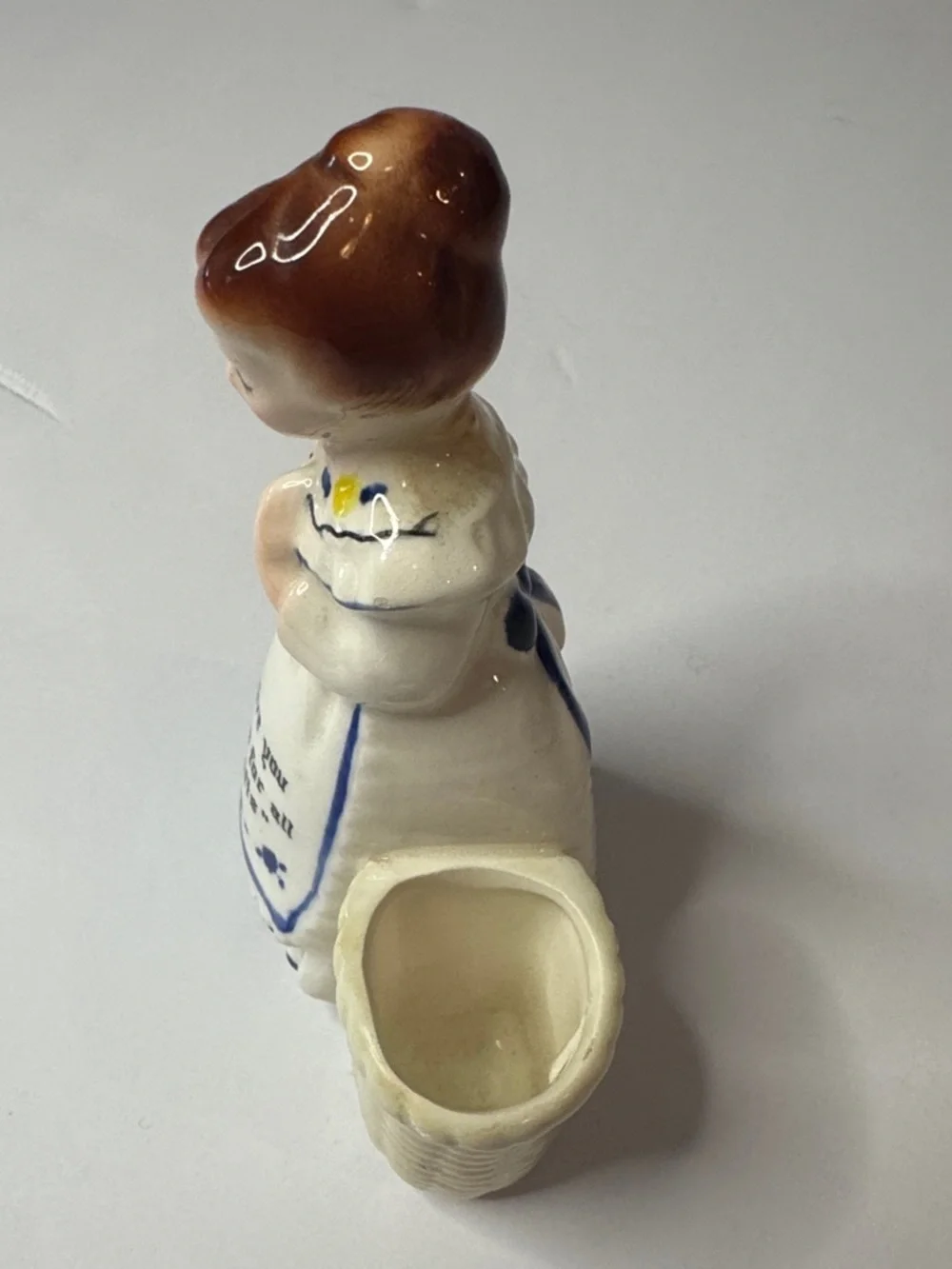 Enesco White & Blue Prayer Lady Toothpick Holder